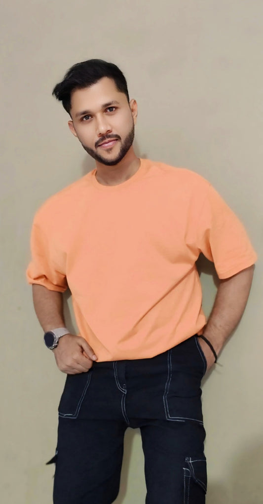 Orange Essence Over Sized Plain Cotton T-Shirt